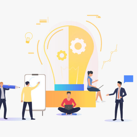 Light bulb, people working and studying Light bulb, people working and studying. Innovation, study, work concept. Vector illustration can be used for topics like business, education, research